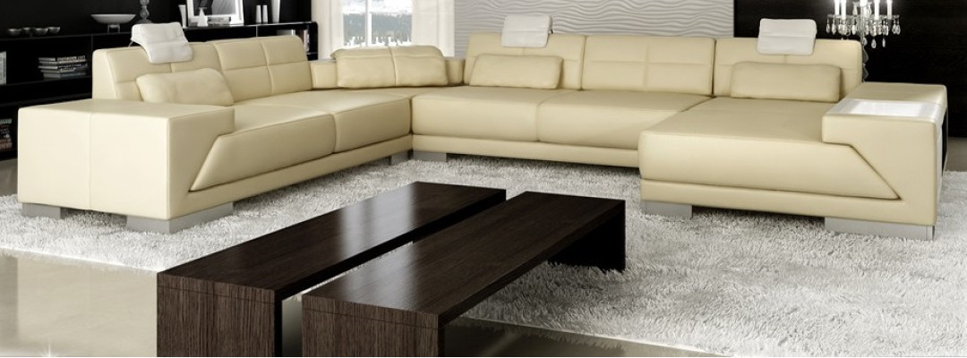 Leather sofa with USB Couch Upholstery Corner Living landscape Corner sofa Design Leather new LED