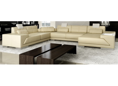 Leather sofa with USB Couch Upholstery Corner Living landscape Corner sofa Design Leather new LED