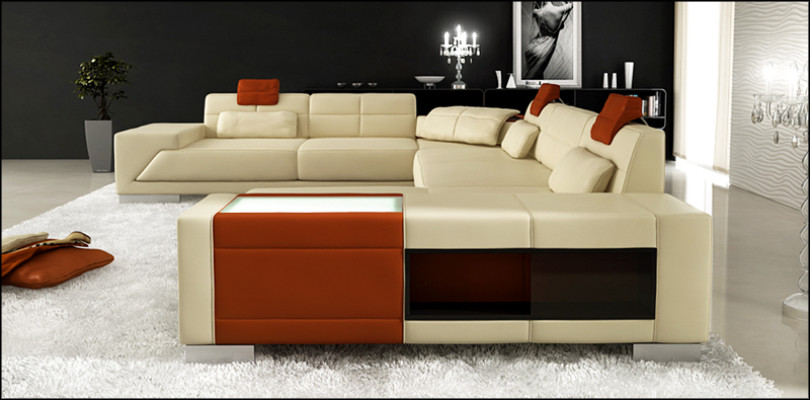 Leather sofa sofa with USB couch designer sofa U-shape corner suite upholstered corner XXL big