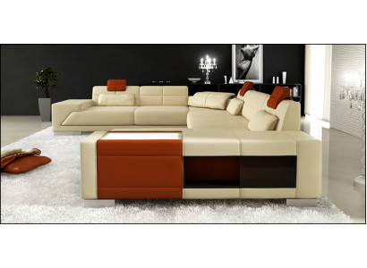 Leather sofa sofa with USB couch designer sofa U-shape corner suite upholstered corner XXL big