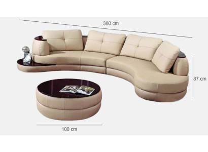 Designer Round USB Corner sofa Living landscape Round sofa Leather sofa Couch Sofa U-shape