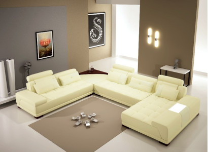 Living landscape Couch Upholstery Corner Suite Designer Leather Sofa Big Sofa new + USB