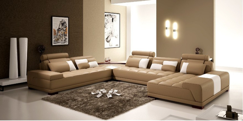 Living landscape Couch Upholstery Corner Suite Designer Leather Sofa Big Sofa new + USB