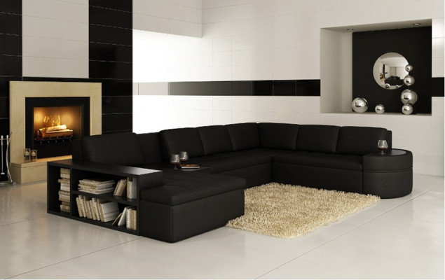 Modern Corner sofa + USB Couch Upholstery Leather Design Sofa Suite Living landscape new
