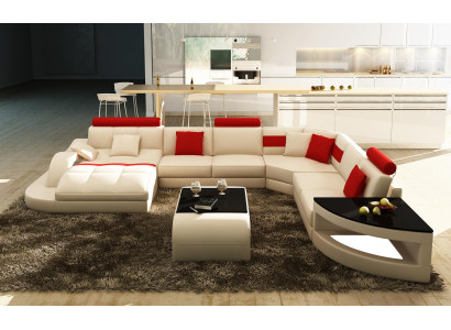 Multifunction XXL Big Leather Sofa Sofa with USB,Eck Living landscape Corner sofa Upholstery