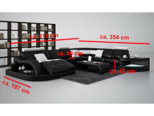 Multifunction XXL Big Leather Sofa Sofa with USB,Eck Living landscape Corner sofa Upholstery