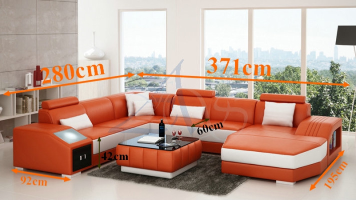 Living landscape Corner sofa with USB Leather sofa Sofa Couch Upholstery Seat Corner Suite!