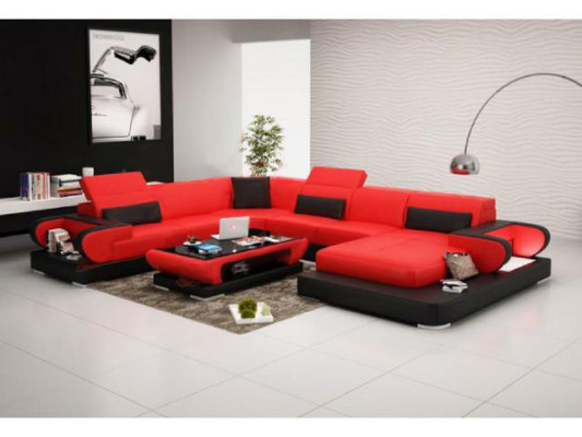 Sofa Corner sofa Couch functional sofa + USB U-shape Imitation leather Beige sleeping function