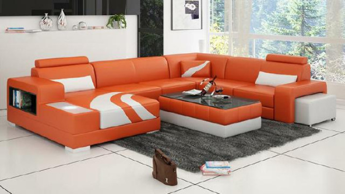 Corner sofa Upholstery Designer Sofa Corner suite Couch Modern Sofas U-shape Leather +USB