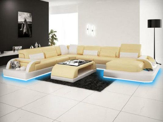 Corner sofa Upholstery Sofa Corner suite Couch Modernde Designer Sofas U-shape Leather +USB