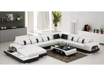 Corner sofa Living landscape + USB Upholstery Design Couch Modern Leather Sofa Corner suite