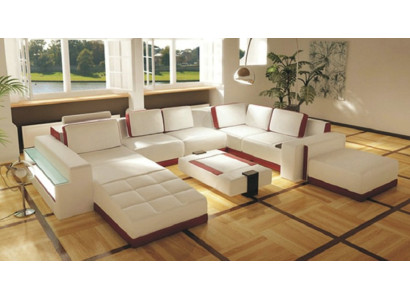 Sofa Couch Corner sofa Valentin U-shape luxury designer sofa leather couch LED Leather Modern