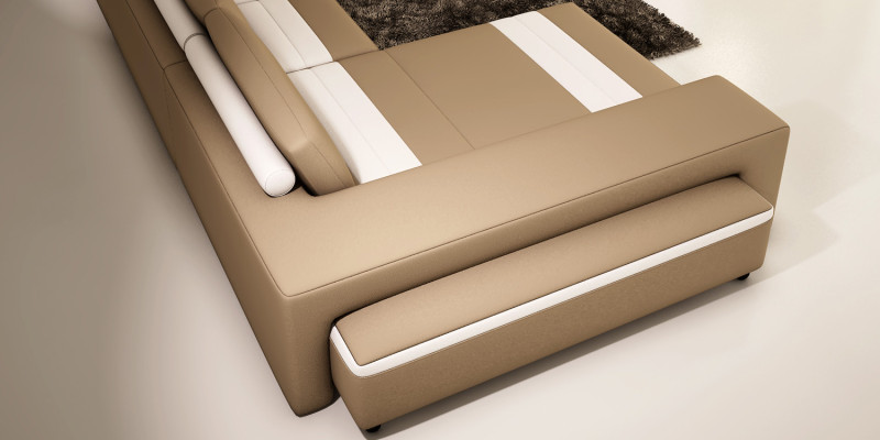Living landscape Corner sofa with LED & USB Sofa Upholstery Couch Suite U-shape Leather