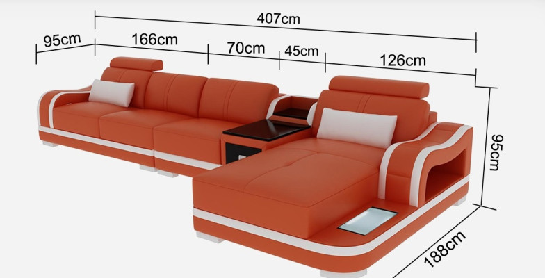 Luxurious Leather Corner sofa L-shape Modern charm for your living room