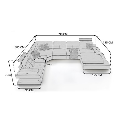 Discover our large U-shape sofa with innovative USB automatic click