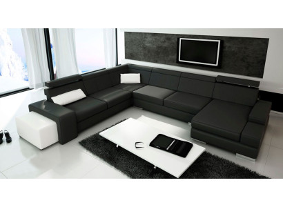 U-shape Sofa with USB Couch Upholstery Living landscape Leather Corner suite XXL new