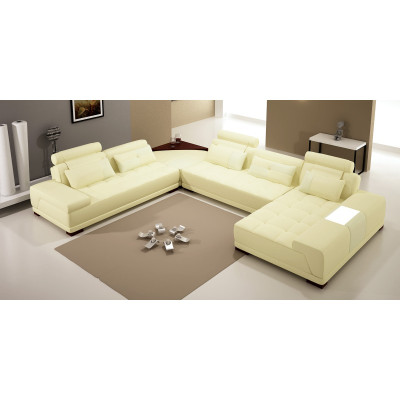 Design Living landscape Sofa Corner sofa Couch Upholstery Corner Seat Suite Leather USB+LED