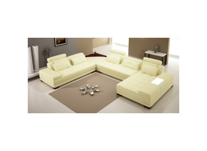 Design Living landscape Sofa Corner sofa Couch Upholstery Corner Seat Suite Leather USB+LED