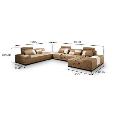 Design Living landscape Sofa Corner sofa Couch Upholstery Corner Seat Suite Leather USB+LED