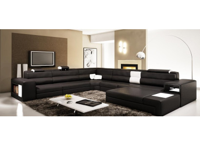 Design Sofa Corner sofa Upholstery Couch Corner Seat Suite Living landscape Leather USB+LED