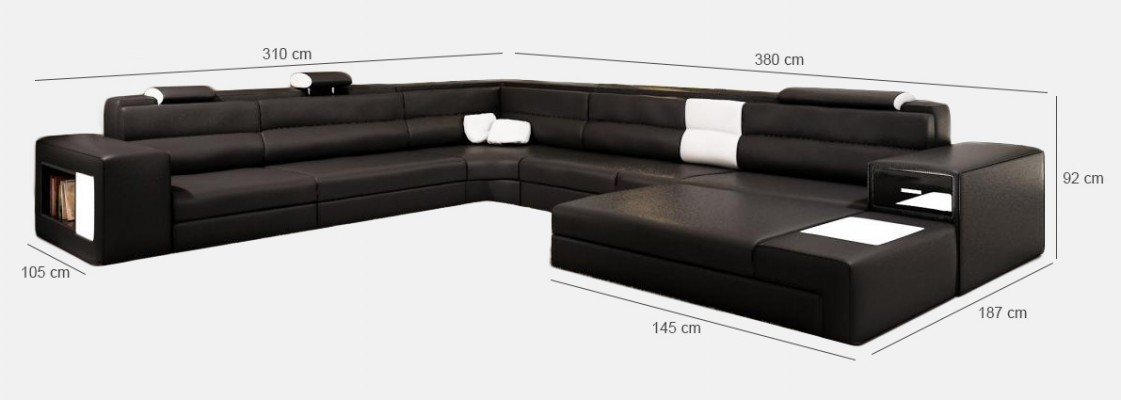 Modern Elegant U-shape Corner sofa from Leather for stylish living room sofa