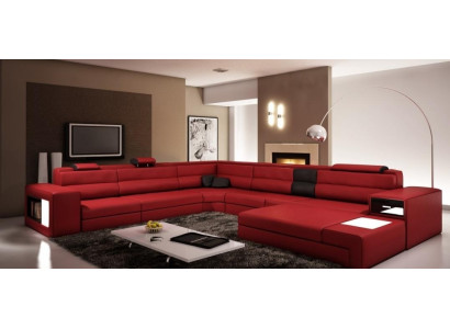 Living landscape Leather sofa Couch Corner sofa Corner Suite Design Modern Sofa + USB new