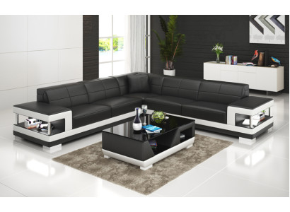Leather sofa with USB Living landscape Corner sofa Eck Suite Design Modern Sofa G8017B