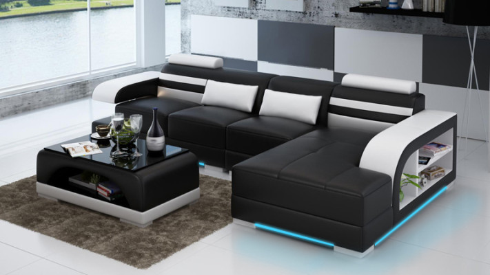 Leather sofa with USB Living landscape Corner sofa Corner Suite Design Modern Sofa G8033C