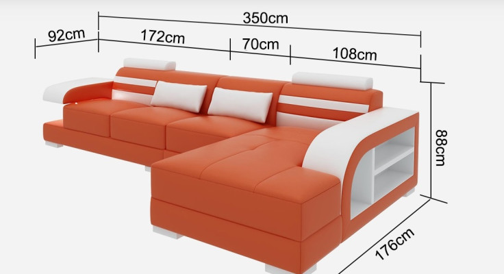 Leather sofa with USB Living landscape Corner sofa Corner Suite Design Modern Sofa G8033C