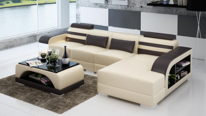 Leather sofa with USB Living landscape Corner sofa Corner Suite Design Modern Sofa G8033C
