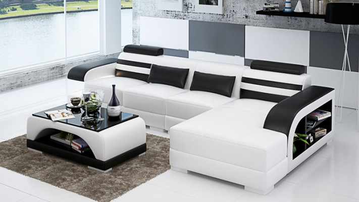 Leather sofa with USB Living landscape Corner sofa Corner Suite Design Modern Sofa G8033C