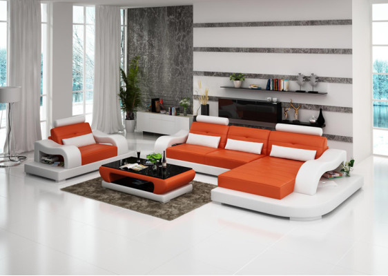 Leather sofa Couch Living landscape Corner sofa Corner Armchair Design Modern Sofa G8005E