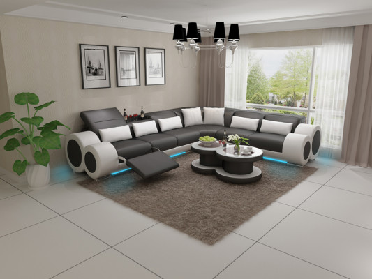 Leather sofa Couch Living landscape Sofa Modern Corner Corner sofa Design Suite