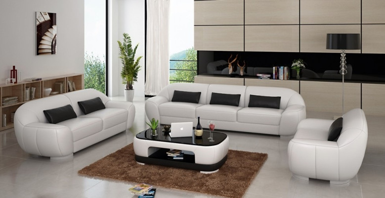 Sofa set 3+2+1 Couch Upholstery Seat Leather Suite Designer Set new Homberg W