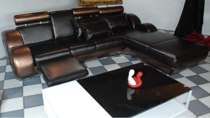 Elegant designer corner sofa Berlin II leather sofa + USB, sofa couch made to measure