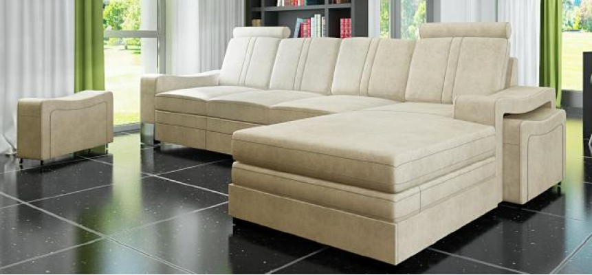 Textile couch with USB Fabric sofa Fabric couch Corner sofa Sofa Upholstery Suite Corner new