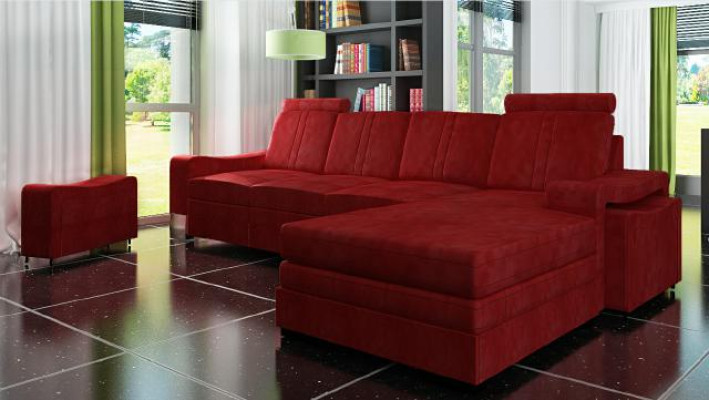 Textile couch with USB Fabric sofa Fabric couch Corner sofa Sofa Upholstery Suite Corner new
