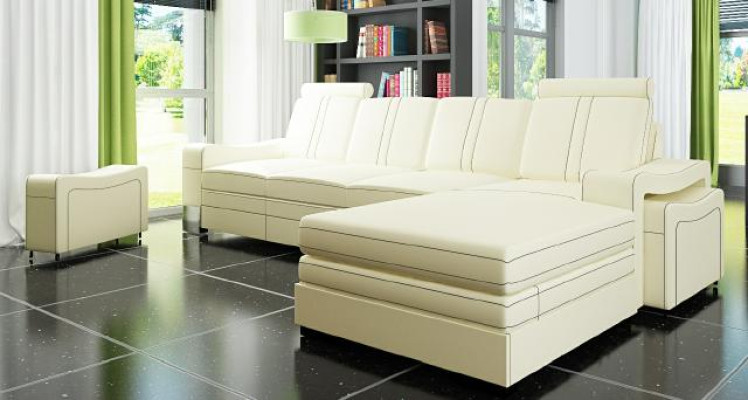 LEATHER SOFA LEATHER COUCH LEATHER CORNER SOFA Living landscape with USB, new Suite SOFA XXL