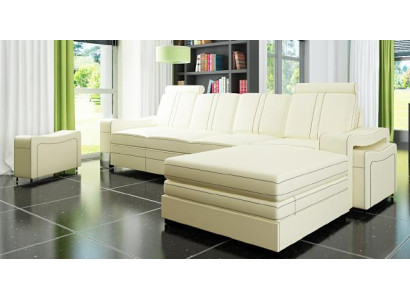 LEATHER SOFA LEATHER COUCH LEATHER CORNER SOFA Living landscape with USB, new Suite SOFA XXL