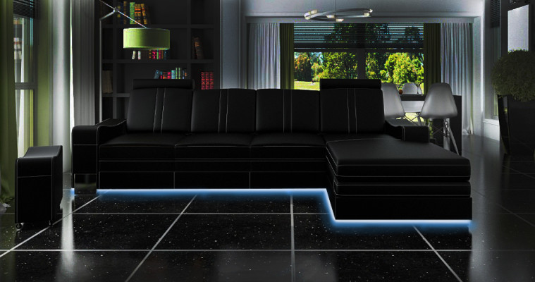 LEATHER SOFA LEATHER COUCH LEATHER CORNER SOFA Living landscape with USB, new Suite SOFA XXL