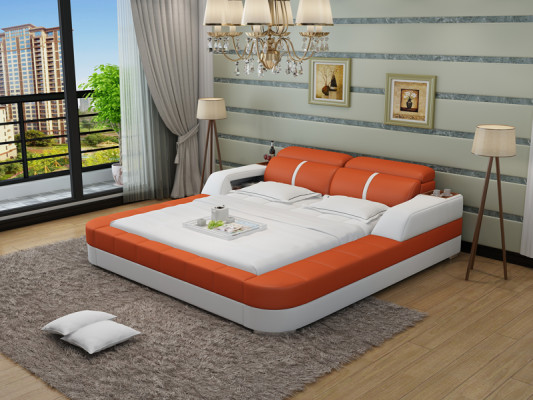 Luxury Leather Bed USB Design Upholstered Beds Double Modern Marriage 140/160/180 LB8823