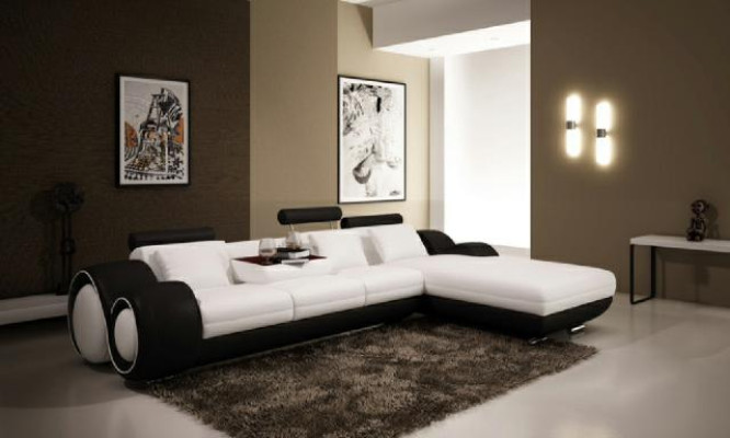 Corner sofa USB Living landscape Couch Leather sofa Sofa Suite made to measure