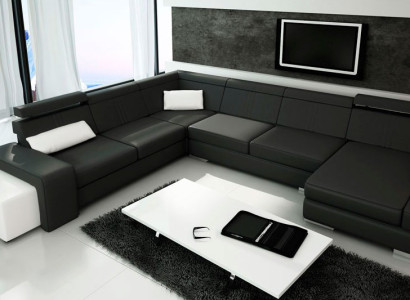 U-shape Sofa Couch Upholstery Living landscape Leather Corner suite XXL Corner sofa new