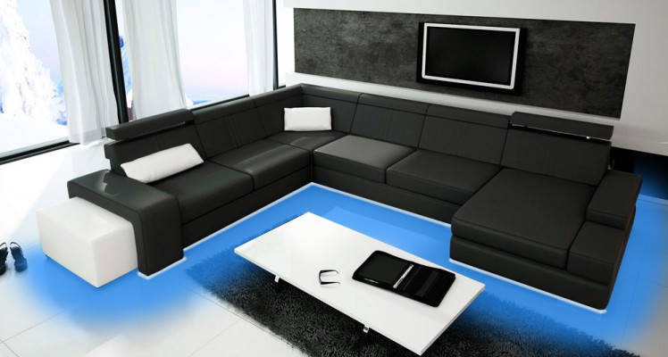 U-shape Sofa Couch Upholstery Living landscape Leather Corner suite XXL Corner sofa new