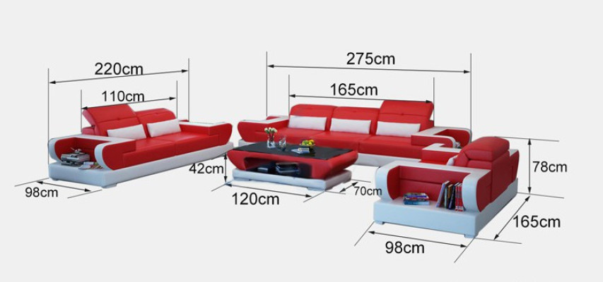 Sofa set Couch Upholstery Leather Seat Suite 3+2+1 Set Modern Sofa Detmold
