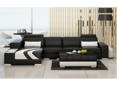 Sofa Couch Living landscape XXL Couch Leather sofa with Ottoman Sofa set V015