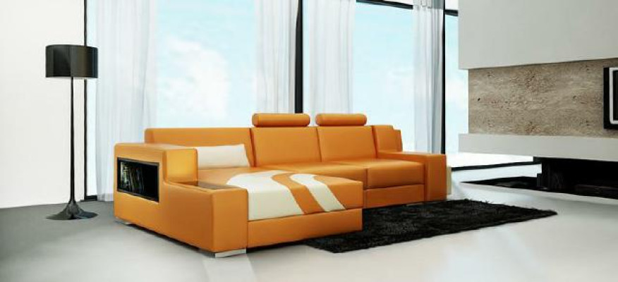 Sofa Couch Living landscape XXL Couch Leather sofa with Ottoman Sofa set V015