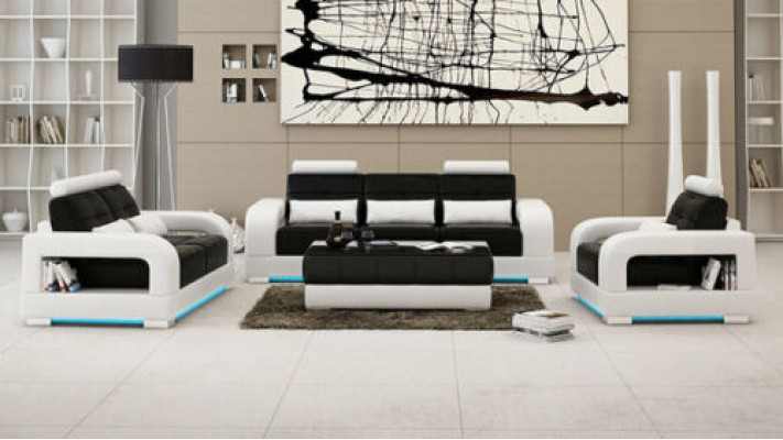 Sofa Couch Upholstery Living landscape Seat Furniture Set Suite 3+2+1 Sofas with USB