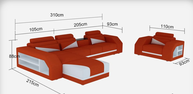 Leather Corner Sofa with USB Suite Sofas Couches Upholstery Living landscape Armchair Corner