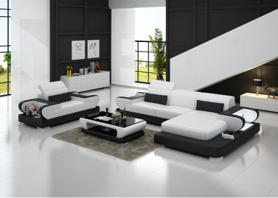 Design XXL Big Sofa Corner sofa with USB Leather sofa Couch Upholstery Corner Living landscape
